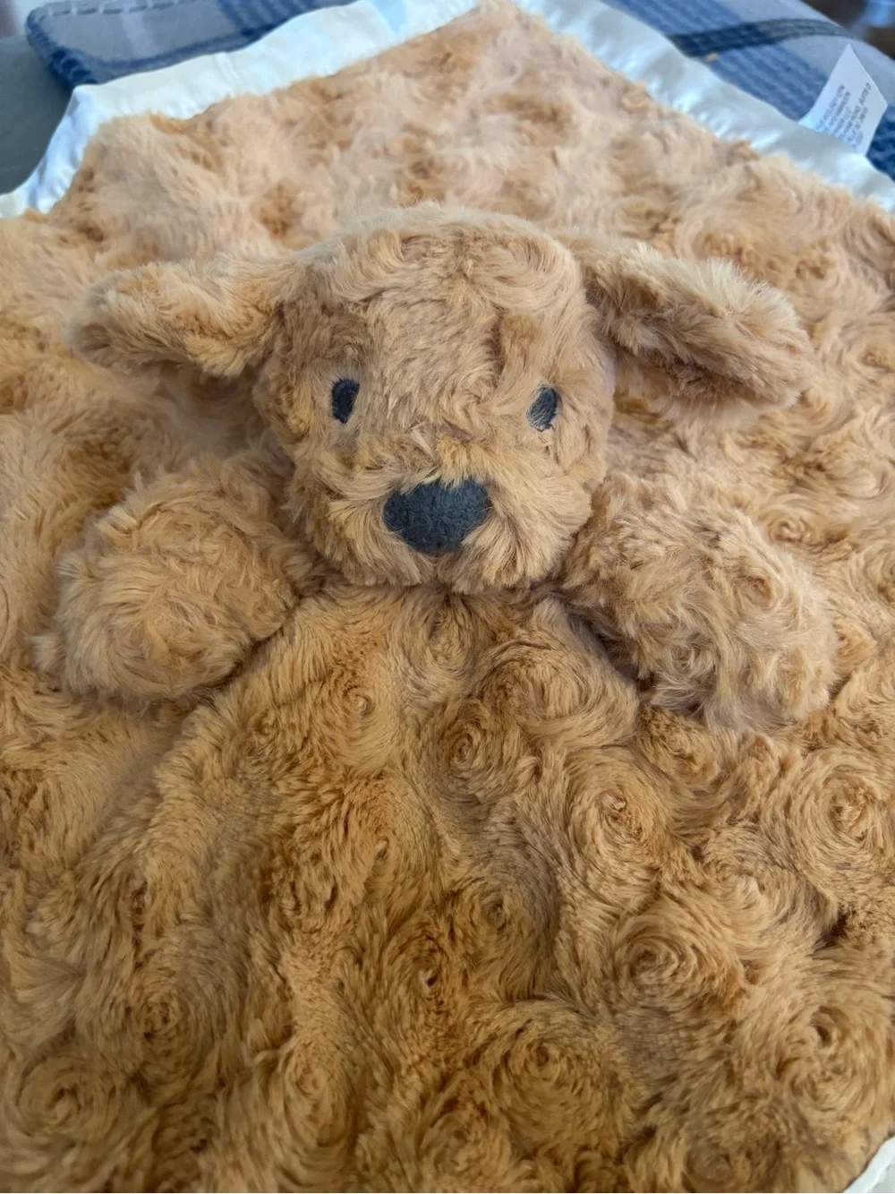 cloud island Tan Plush Puppy Lovey Blanket